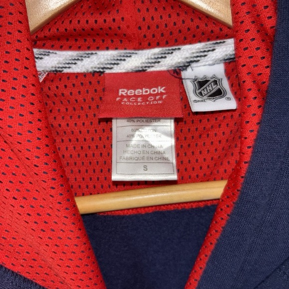 Reebok New York Rangers NHL Hoodie Face Off Collection Navy Red Size Small - Picture 4 of 11